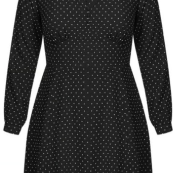 City Chic Sweet Spot Dress Black White Polka Dot V-Neck Long Sleeve Size L NWT - Picture 2 of 6